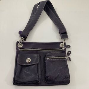Roots Purple genuine leather crossbody bag